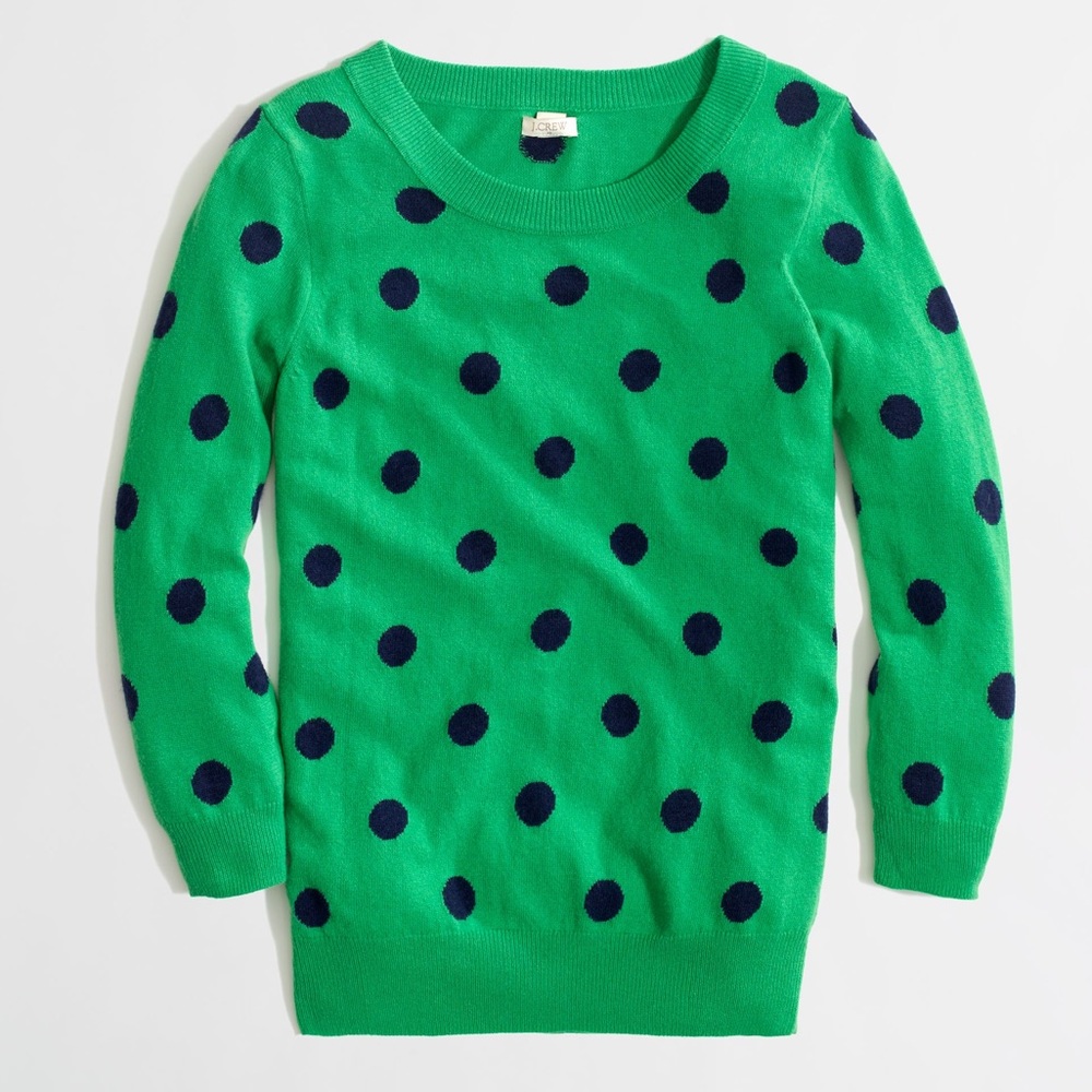 J.Crew Factory Charley green polka dot sweater - XS